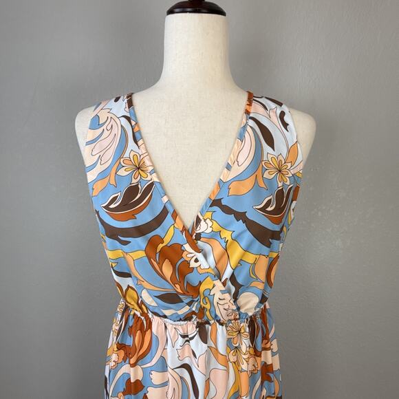 Boston Proper Womens Tiered Sleeveless V-Neck Midi Maxi Dress Size S Paisley - Picture 3 of 8